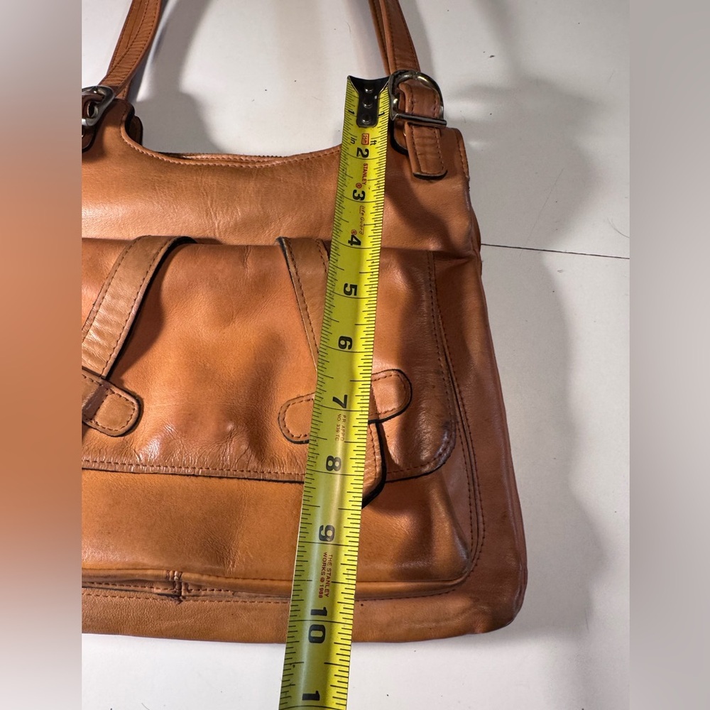 Vintage Supple Tan Retro 1970s Leather BOHO Shoulder Bag Purse NICE - Picture 15 of 16
